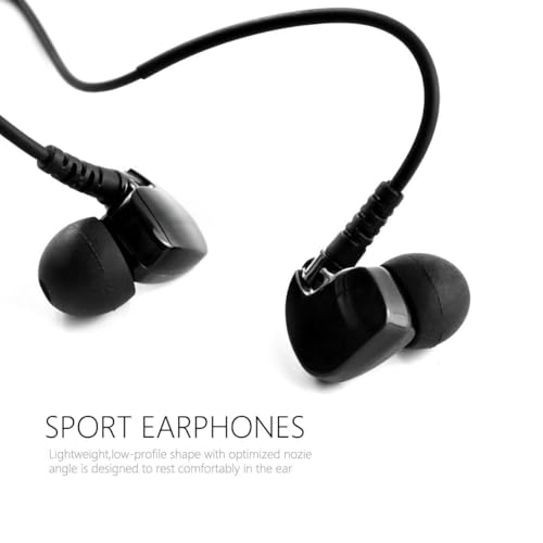 Granvela GV1 Wired Sports Earbuds with Mic, Over-Ear Memory Wire Earhook, IPX5 Water-Resistant in-Ear Headphones, One-Button Call Control, 3.5mm Running Gym Earphones, Enhanced Bass (Black) - color: Black