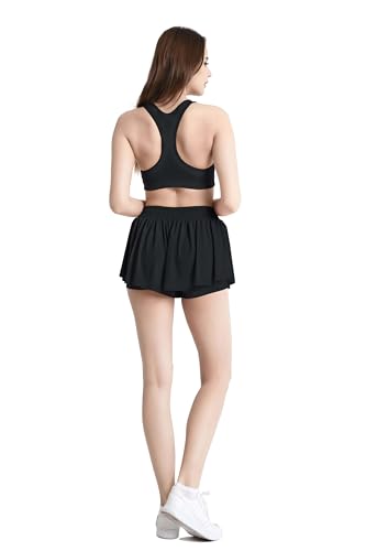 YLDUJ AMUM Womens Flowy Shorts with Pockets - color: Solid Black, size: XX-Large