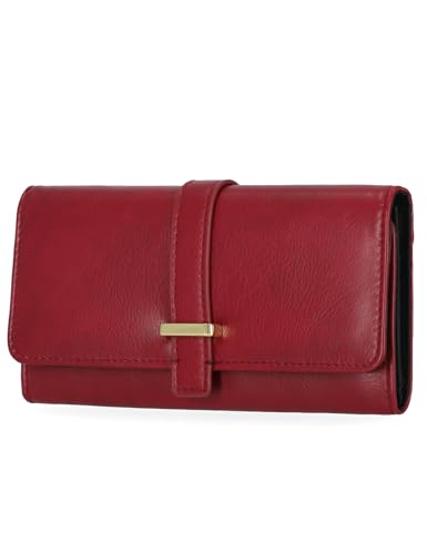 Mundi File Master Womens RFID Blocking Wallet Clutch Organizer With Change Pocket - color: Red II, size: One Size