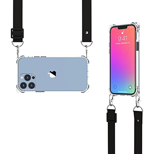 for iPhone 13 Pro Crystal Clear Case with Detachable Adjustable Crossbody Strap, Slim Fit Shockproof Protective Phone Case with Anti-Lost Shoulder Neck Lanyard for Girls and Women - size: iPhone 13 Pro