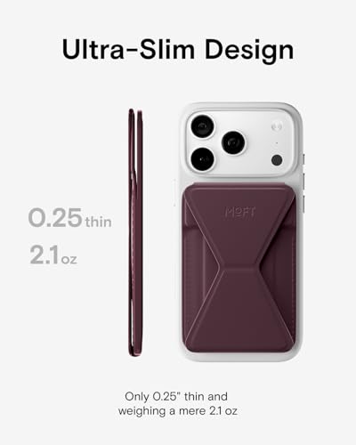 MOFT MagSafe Wallet Stand with Apple Find My, Ultra-Slim Trackable Strong Magnetic Phone Card Holder, 3-in-1 Multi-Angle Adjustable Phone Stand for iPhone 18/17/16/15/14/13 Series, BlackBerry - color: Blackberry