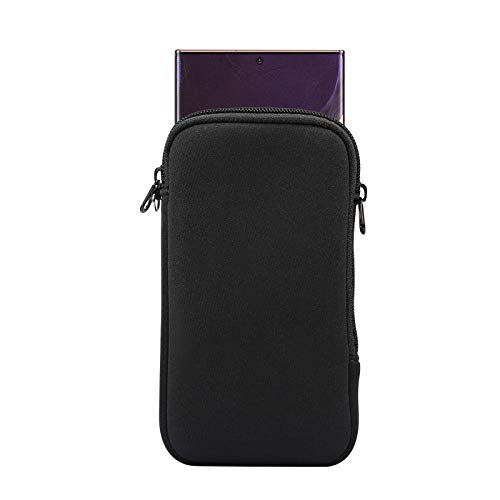 Neoprene Cell Phone Sleeve Zipper Phone Pouch Case for Samsung Galaxy S26 Ultra S25 Ultra S24 Ultra S23 Ultra A17 A16 A26 A36 A56 A15 A25 A35 A55 A14 A13 A07 A06 A05 A04 A03s iPhone 16 Pro Max (Black) - color: Black