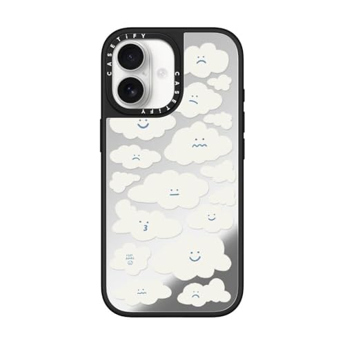 CASETiFY for iPhone 17 Case - Mirror Compatible with MagSafe | Reflective | 4.9 ft. Drop Protection | Cute Clouds | Silver On Black - color: Cute Clouds, size: Iphone 17 (6.3")