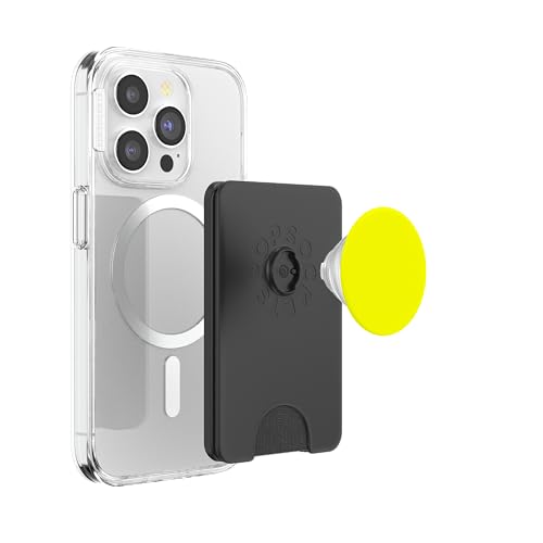 PopSockets Phone Grip with Expanding Kickstand - Neon Yellow PopSockets PopWallet for MagSafe - style: Magnetic PopWallet