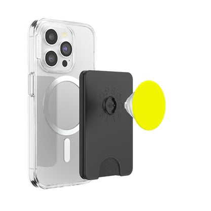 PopSockets Phone Grip with Expanding Kickstand - Neon Yellow PopSockets PopWallet for MagSafe - style: Magnetic PopWallet