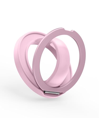 Magnetic Phone Grip, 360° Rotation & 180° Flip Universal Phone Ring Stand, Silicone Phone Ring Holder for Back of Phone for iPhone 17/16/15/14/13/12 Pro Max/Plus, Chalk Pink - color: Chalk Pink