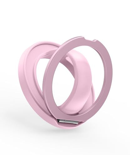 Magnetic Phone Grip, 360° Rotation & 180° Flip Universal Phone Ring Stand, Silicone Phone Ring Holder for Back of Phone for iPhone 17/16/15/14/13/12 Pro Max/Plus, Chalk Pink - color: Chalk Pink