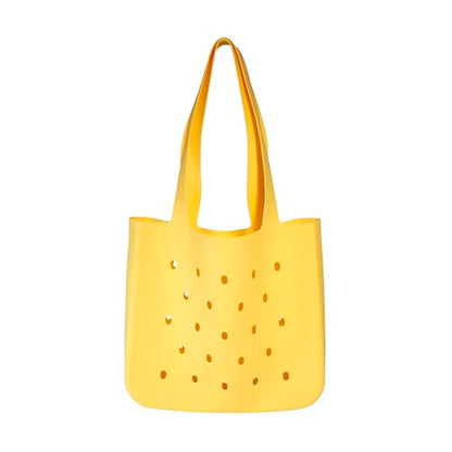 Silicone Beach Bag, Waterproof Large Tote Bag for Women, Charm Compatible Bag - color: Yellow