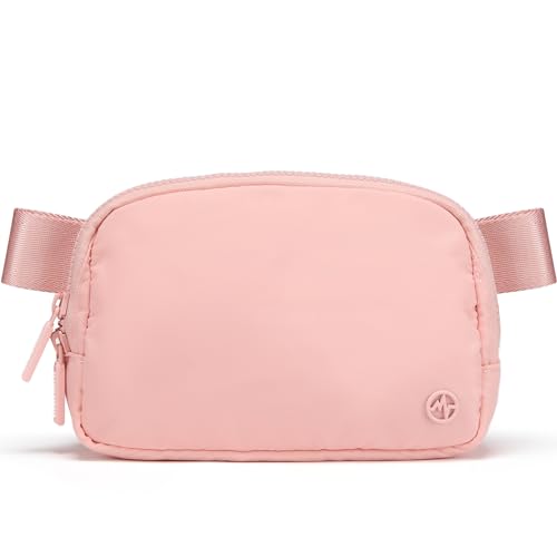 Pander Nylon Fanny Pack for Women, Two-Way Zipper Crossbody Bag - color: Mono Pink