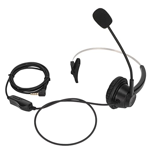 Telephone Headphone Noise Cancelling Single Ear Wired Headset with Mic Mute, 3.5mm Elbow Plug Business Call Center Office Headset for Customer Service