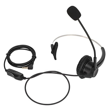 Telephone Headphone Noise Cancelling Single Ear Wired Headset with Mic Mute, 3.5mm Elbow Plug Business Call Center Office Headset for Customer Service