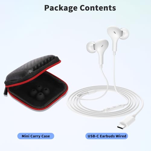 USB C Headphones Wired Earbuds for iPhone 18 Pro Max 17 16 15,White - color: White
