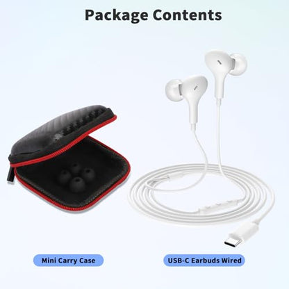 USB C Headphones Wired Earbuds for iPhone 18 Pro Max 17 16 15,White - color: White