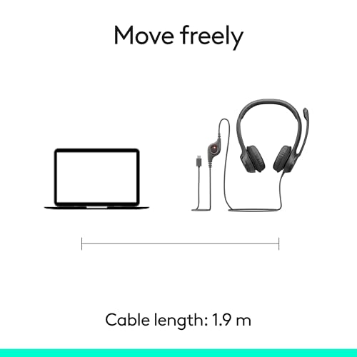 Logitech H391 Wired Headset PC/Laptop Stereo Headphones, USB-C, Graphite - color: Graphite, style: USB-C