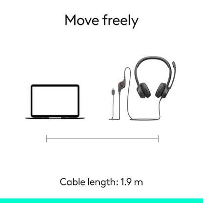 Logitech H391 Wired Headset PC/Laptop Stereo Headphones, USB-C, Graphite - color: Graphite, style: USB-C