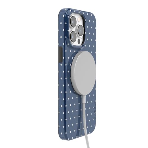 Casely iPhone 14 Pro Case | On the Dot | Navy Polka Dot | Compatible with MagSafe | Classic Ultra Slim Design - color: On the Dot | Navy Polka Dot, size: Iphone 14 Pro