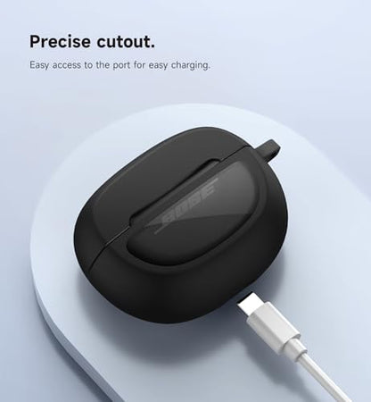 SURITCH Case Cover for Bose Ultra Open Earbuds(2024), Shockproof Protective Cover for Bose Ultra Open Wireless Ear Earbuds Charging Case Accessories with Carabiner, Black - color: Black