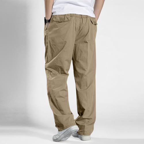 Mens Casual Pants Canvas Breathable Tactical Water Resistant Flap Pockets Golf BDU Casual Tactical Pants for Men - color: A Ginger, size: XX-Large