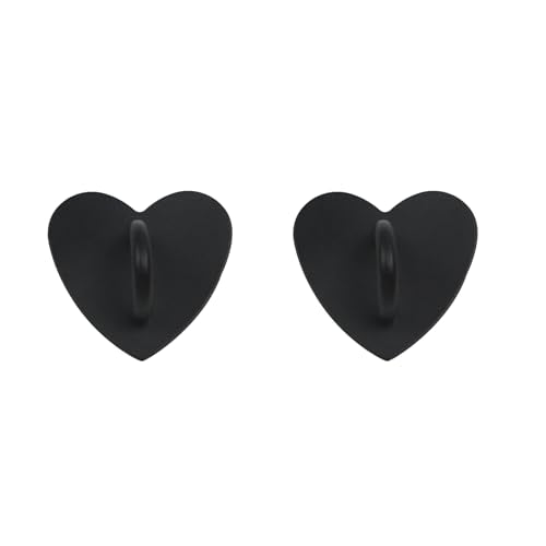 Phone Charm Hook Adhesive Phone Finger Grip Hook, Heart Shaped - color: Matte Black