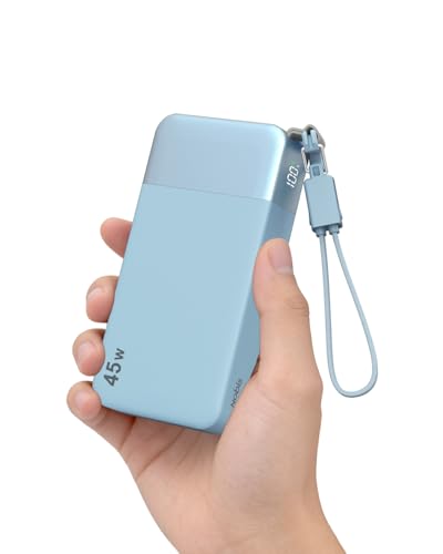 NOBIS Portable Charger, 45W 20000mAh Power Bank with Detachable USBC Cable - color: Blue