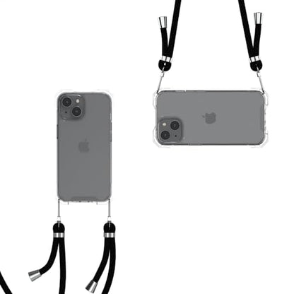 for iPhone 15 Clear Case with Crossbody Strap, Slim Fit Shockproof Protective Phone Case with Anti-Lost Detachable Adjustable Shoulder Neck Lanyard Strap - size: iPhone 15