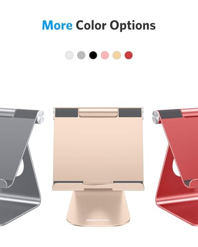 OMOTON T1 Adjustable Tablet Stand for Desk, Aluminum Holder for iPad Gold - color: Gold