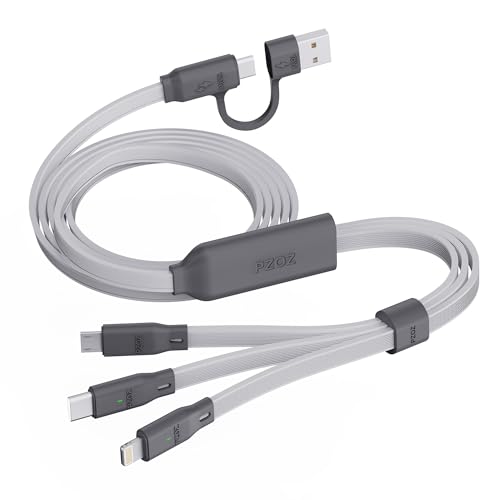 pzoz 100W USB C & USB A Fast Charging Cable, 3-in-1 Multi Charging Cable