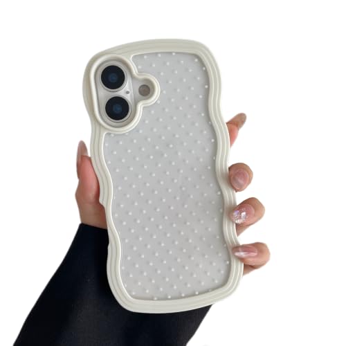 ZTOFERA for iPhone 17 Case,Cute Polka Dot Aesthetic Phone Case with Curly Wavy Frame,Clear Slim Shockproof Soft TPU and Hard PC Protective Phone Cover for Women Girls-White Dot - color: White Dot, size: iPhone 17 6.3"