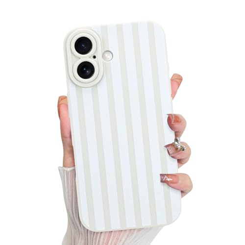 KANGHAR Compatible with iPhone 17 Case 2025 Stripes -White | Silicone Cute Pattern, Camera Protection Soft Slim Phone Cover for Girls Women - color: Stripes-White, size: iPhone 17