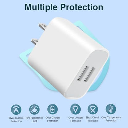 USB Wall Charger,4 Pack Dual Port Plug Adapter,Wall Outlet Charging Block - color: White