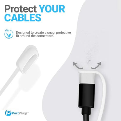 USB C Cable Dust Caps 5 Pack with Integrated Tether, Black - color: Black