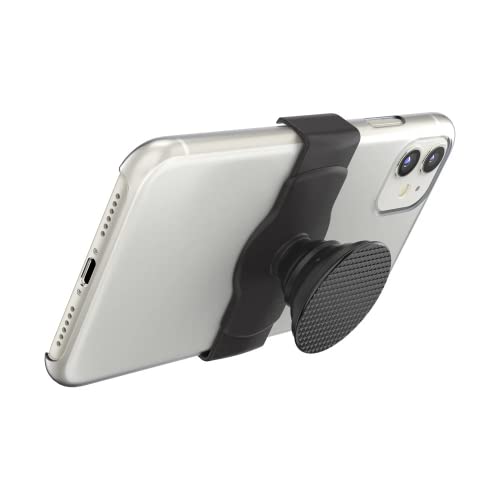 PopSockets Phone Grip Slide for Phones and Cases, Sliding Phone Grip with Expanding Kickstand - Black Knurled Texture