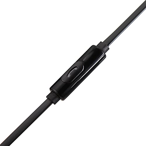 PureGear PureBoom Premium Tangle Free in-Ear Stereo Headphones with Built-in Mic, 3.5mm Wired Earbud for Laptops, Computers, iPhone, Android Phones, iPad, & More Devices with 3.5mm Interface (Black)
