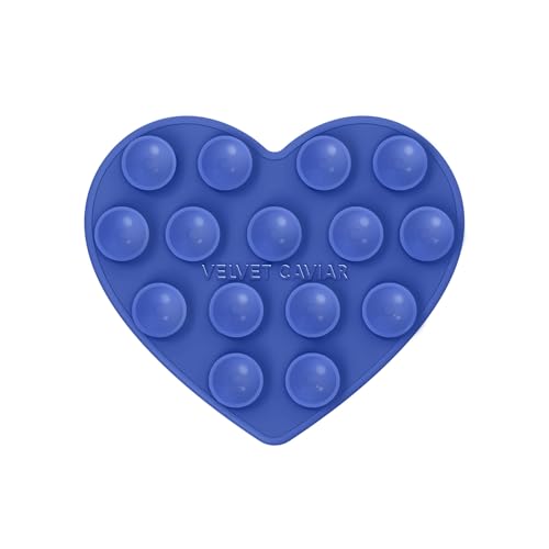 Velvet Caviar Suction Cup Phone Case Mount Compatible with MagSafe Devices Only - Magnetic Silicone Sticky Phone Grip Holder for iPhone Back of Phone - Mirror Gripper (Cobalt Blue Heart) - color: Cobalt Blue Heart