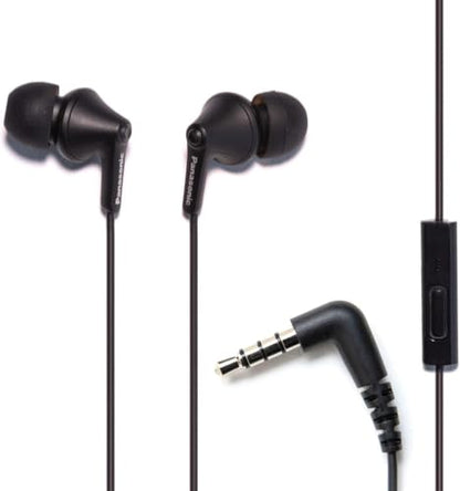 Panasonic ErgoFit Wired Earbuds with Microphone,3.5mm Wired Headphones with Mic and Call Controller,Ergonomic Custom-Fit Earpieces (S/M/L),for Phones & Laptops,RP-TCM125-KA (Matte Black) (Pack of 10) - color: Matte Black, size: S/M/L (Pack of 10), style: