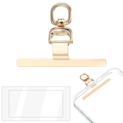 Phone Tether Tab, 360°Rotatable Phone Lanyard Tab Ultra-Thin Stainless Steel Universal Rust-Proof Lanyard Patch, Metal Lanyards Replacement Patch for Most Cellphone Strap, Wristband (Gold)