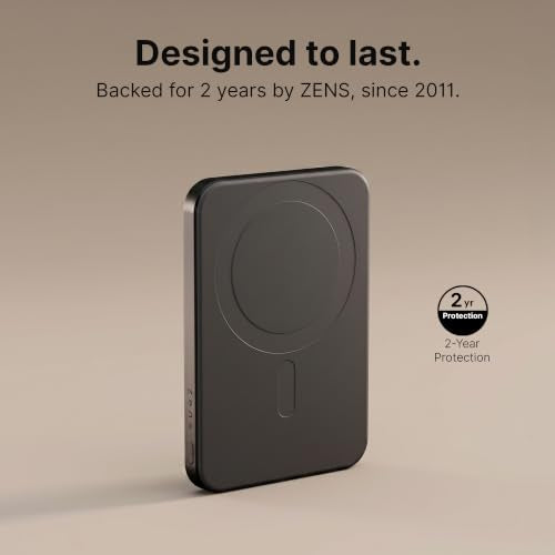 ZENS Magnetic Power Bank 10000mAh, MagSafe Battery Pack Qi2 15W Wireless Charger + 20W USB-C Slim Aluminium Portable Charger for iPhone Air/17/16/15/14/13/12 & AirPods, 12in Cable, Black - color: Black