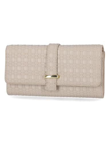 Mundi File Master Womens RFID Blocking Wallet Clutch Organizer With Change Pocket - color: Oatmeal, size: One Size