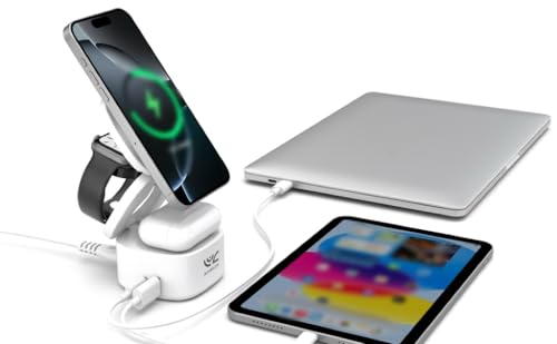 OneCharge Station, 5 in 1 Foldable Wireless Charging Station（PD Fast）,Travel Charger for iPhone Apple Watch AirPods Laptop