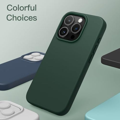 JETech Silicone Case for iPhone 15 Pro, Midnight Green | Silky Soft Touch, Shockproof Protection, Scratch Resistant, Microfiber Lining - color: Midnight Green, size: iPhone 15 Pro