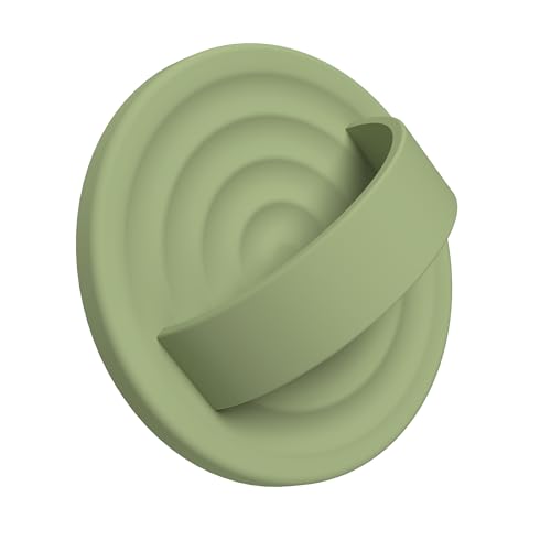 Upgraded Magnetic Phone Grip, Liquid Silicone Soft and Portable, Removable Finger Loop Ring Grip Holder for iPhone, Strong Magnetic Attraction, Compatible with MagSafe Phone Case, Tea Green - color: Tea Green