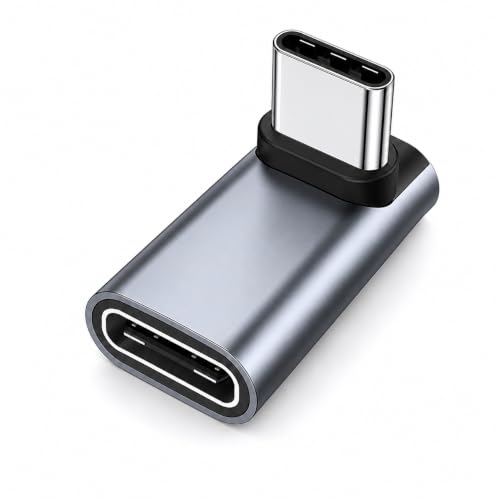 ENCASED 100W 90° USB-C Male to Female Adapter, 40Gbps - 2 Pack (Grey)