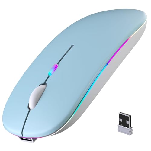 Afaartcci Rechargeable Wireless Mouse, Silent Bluetooth Mouse (Blue) - color: blue