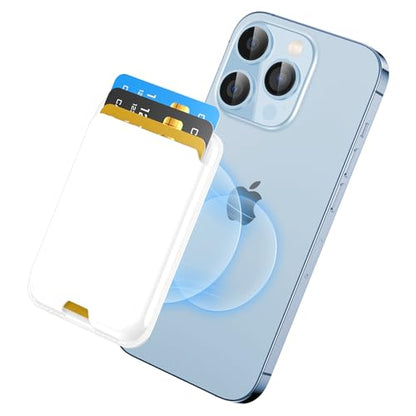 Magnetic Wallet Card Holder intended for Apple iPhone with Magsafe, Wallet for iPhone 17 16 15 14 13 12 Pro Max Air Plus Mini Series, Mag 3 Safe Wallet Stick on for Phone Case, Snow White - color: Snow White