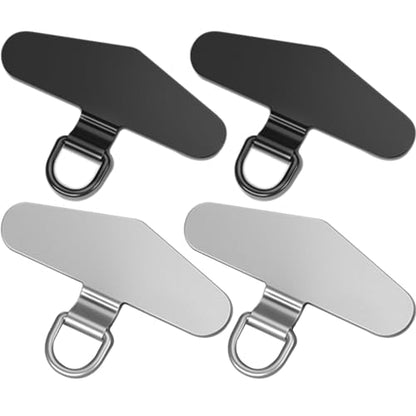 TENOC Metal Phone Tether Tab, 4Pcs, Black&Silver - color: Silver & Black
