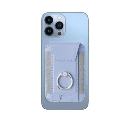 Magnetic Card Wallet Holder For Magsafe Wallets with Grip, 7 Cards Holder RFID Blocking, Ring Stand Stick on Wallet, Leather Magnetic Phone Wallet with Privacy Flap - color: Light purple elastic circular support