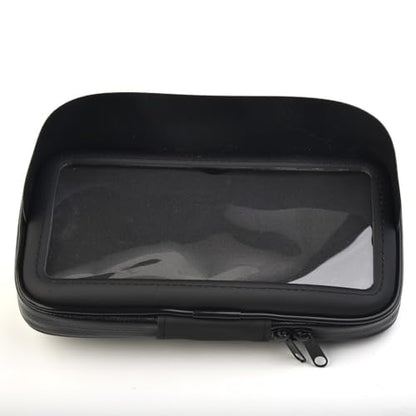 6.5 Inch Motorcycle Phone Mount Bag, Waterproof Handlebar Holder Case For ATV Scooter GPS Navigation, Shockproof Touch Screen Pouch With Sun Visor And Foam Inserts, Black