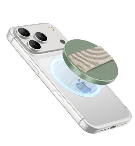 SURITCH for MagSafe Phone Grip, Magnetic Phone Loop, Detachable Magnet Cell Phone Finger Strap for iPhone 17 16 15 14 13 12 Series & MagSafe Cases, Green