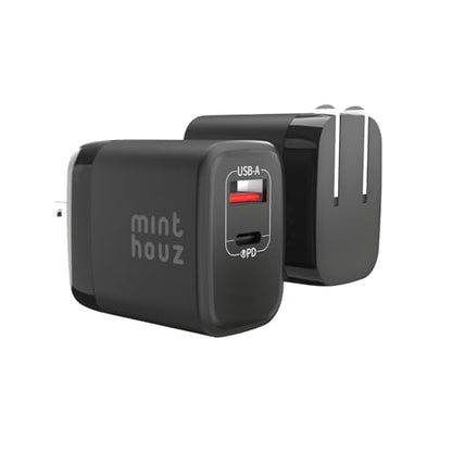Minthouz 35W USB C Fast Charging Charger, Dual-Port GaN Nano Charger with Foldable Plug for iPhone 17/16/15 Series, iPad, Galaxy S24 Ultra and More Series