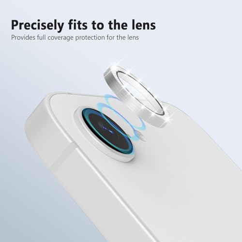 TENOC Camera Lens Protector for iPhone 16e & 17e, Silver Glitter - size: iPhone 16e/17e